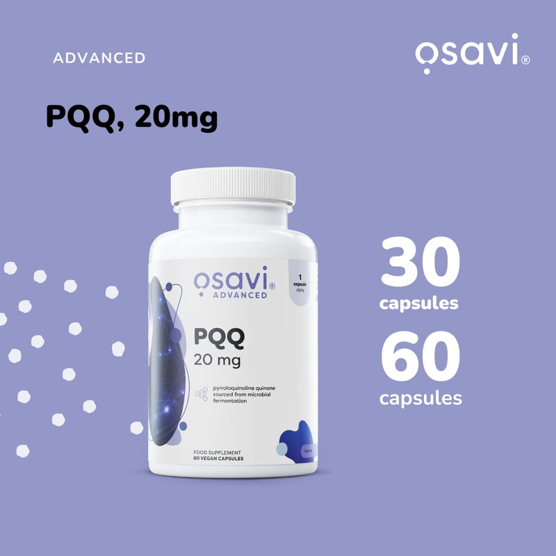 Osavi PQQ 20 mg – 60 Vegan Capsules | Microbially Fermented Pyrroloquinoline Quinone for Cellular Health Support