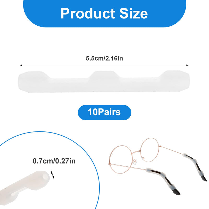 [Australia] - TIESOME 10 pairs of silicone non-slip covers, glasses end tips, glasses ear tips, covers, non-slip, non-slip glasses, glasses temples, glasses silicone covers, end caps for glasses, white 