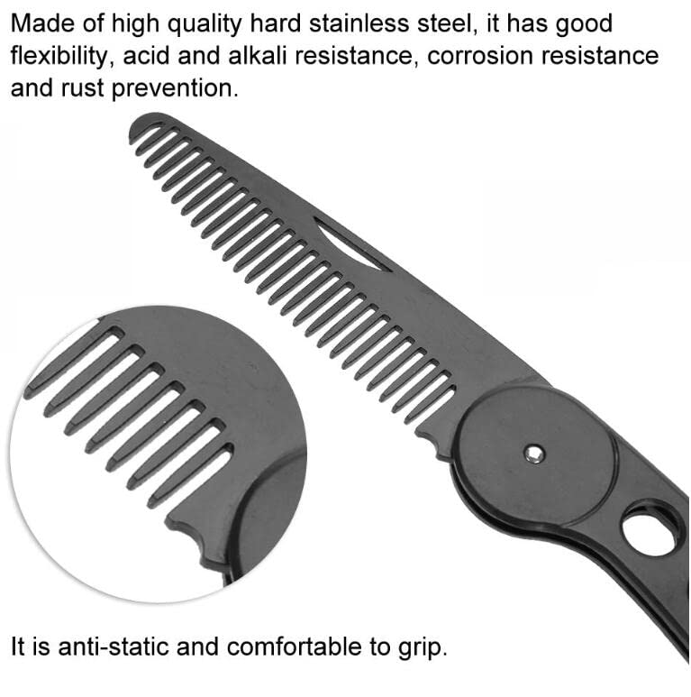 [Australia] - nobrands Foldable Beard Comb, Hair and Beard Comb for Men Stainless Steel Comb Mustache Shape Comb Has a beer opening function and as a keychain 