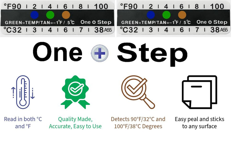 One Step Urine Temperature Test Strips, 10 x Stick on Adhesive Thermometer Strips for Urine Collection Bottles, Visual Display Measurement Range of 32°C-38° or 90°F-100°F