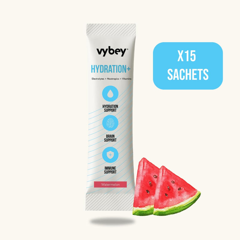 Smart Hydration+ Electrolyte Powder Drink Mix - Sachets - Zero Sugar Hydration, Nootropic Focus, Gut Friendly - All Natural (15 Pack, Watermelon)