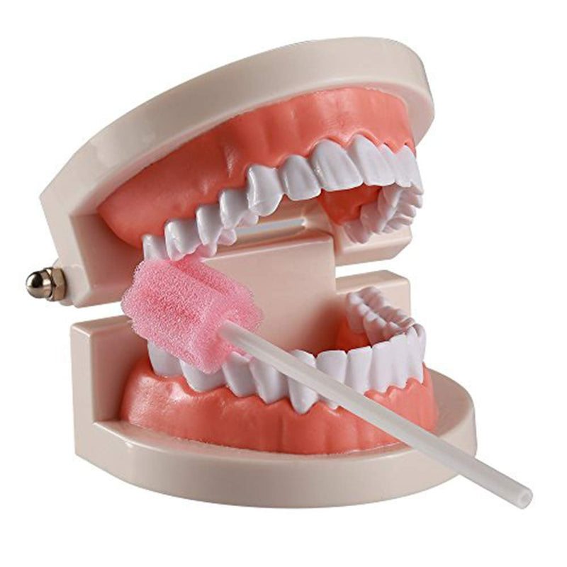 100PCS Disposable Mouth Swabs Sponge - Unflavored, Sterile Oral Swabs Dental Swabsticks for Mouth Cleaning 100 Pink