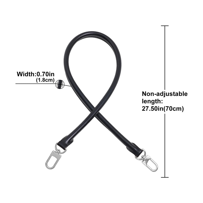 Bag Genuine Vachetta Leather Shoulder Short Strap Replacement Fit for Graceful Damier or Speedy 25 30 35 Handbag Straps（Length:27.5in-Black Silver Buckles Length:27.5in-black Silver