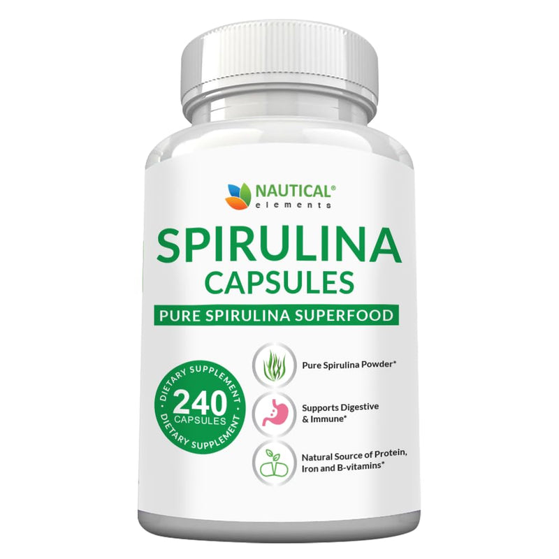 [Australia] - Spirulina Capsules 3000mg - 40 Servings Of Organic Spirulina Capsules - Rich in Protein, Antioxidants & Vitamins - 240 Organic Spirulina Powder Capsules - Supports Immune & Cardiovascular Health 240 Count (Pack of 1) 