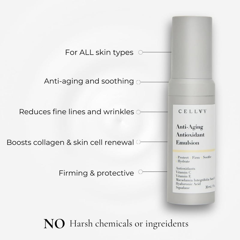 Anti-Aging Antioxidant Emulsion with Hyaluronic Acid, Vitamin C & E, Korean Taiwanese Skincare, Firming & Hydrating Face Lotion, Smooths Fine Lines & Wrinkles and Boosts Collagen Production
