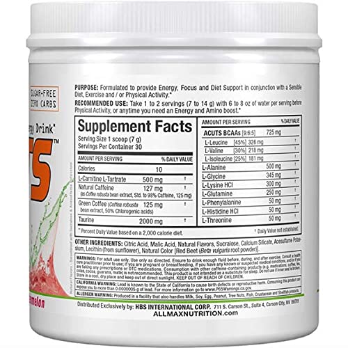 [Australia] - ALLMAX Nutrition AMINOCUTS (ACUTS), Amino-Charged Energy Drink with Taurine, L-Carnitine, Green Coffee Bean Extract, Watermelon, 30 Servings 
