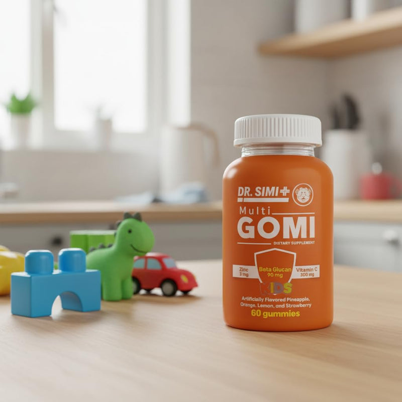 Dr. SImi Kids Zinc + Beta-Glucan + Vitamin C Gummies Immune Support for Kids 4+ | Pineapple, Orange, Lemon & Strawberry Flavors | Vegan, Non-GMO