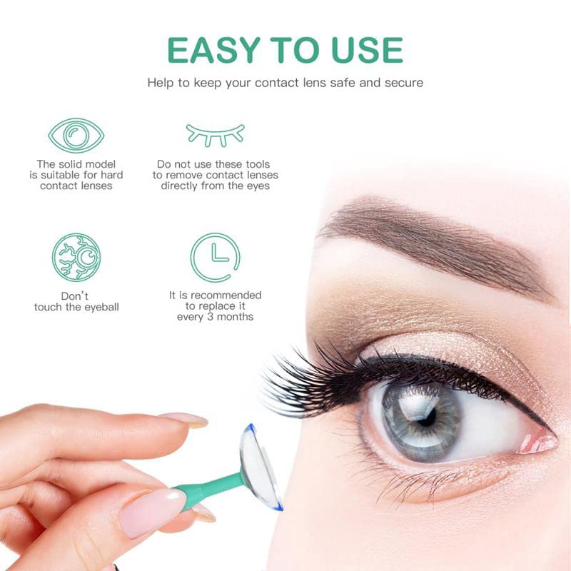 [Australia] - TAIHE Contact Lens Insertion Aid, Contact Lens Sucker Soft Lenses, Silicone Contact Lens Insertion Aid, Pack of 4 Contact Lens Remover with Bottle for Soft Hard Lenses, Green 
