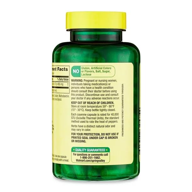 [Australia] - Cayenne Metabolism Support Dietary Supplement Capsules, 455 mg, 100 Count 