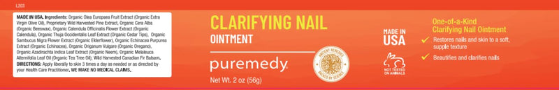 Puremedy - Clarifying Nail Ointment - With Tea Tree Oil, All Natural Salve for Yellow Nails, Athlete's Foot & Skin Irritations, 2 Oz