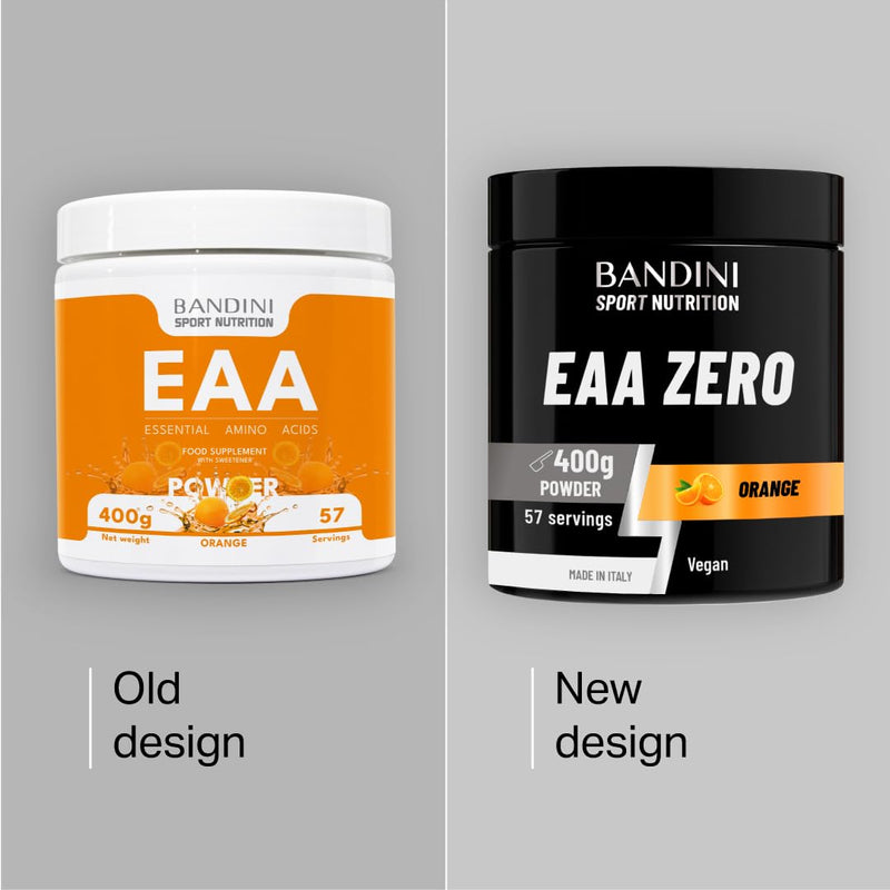 Bandini® EAA Essential Amino Acids | 400 g Powder | 9 Fermented Essential Aminoacids EAAs + BCAAs 211 & Vitamin B6 | Muscle Growth & Recovery | Intra, Pre & Post Workout | Vegan, Orange Flavour
