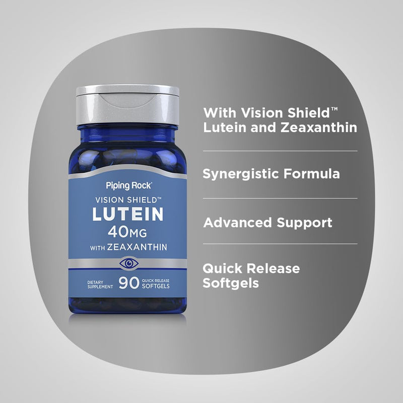 [Australia] - Piping Rock Lutein 40mg with Zeaxanthin | 90 Softgels | Eye Health Vitamins | Non-GMO, Gluten Free Supplement 