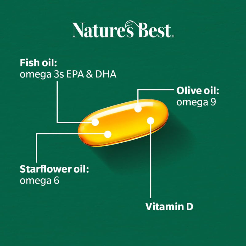Nature's Best Omega 3, 6, 9 with Vitamin D3-1-2 Daily - UK Made - 120 Capsules (3+ Months' Supply)