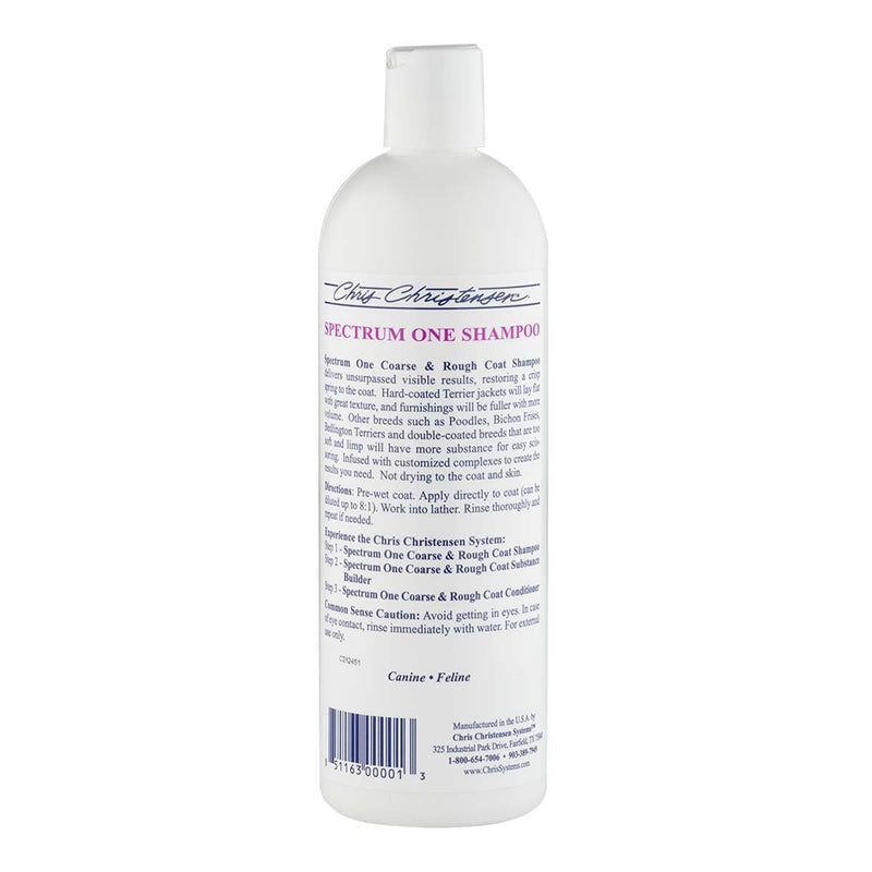 Chris Christensen Spectrum One Dog Shampoo, Coarse and Rough Coat, Groom Like a Professional, Maintain Crisp Texture, Will Not Dry Out Coat or Skin, Made in The USA, 16 oz 16 Ounce - PawsPlanet Australia