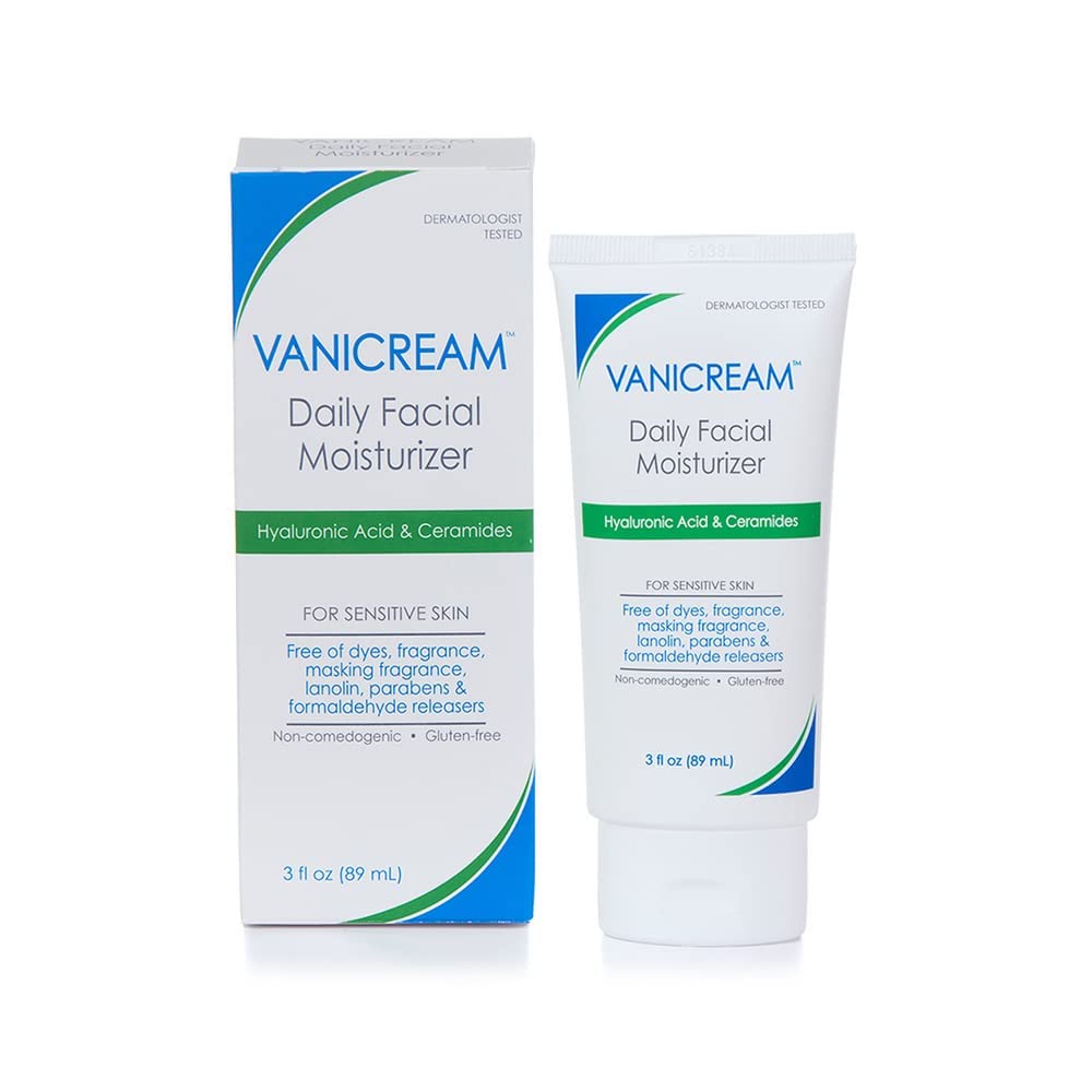 Vanicream Daily Facial Moisturizer With Ceramides and Hyaluronic Acid - Formulated Without Common Irritants for Those with Sensitive Skin, 3 fl oz (Pack of 1) 3 Fl Oz (Pack of 1)