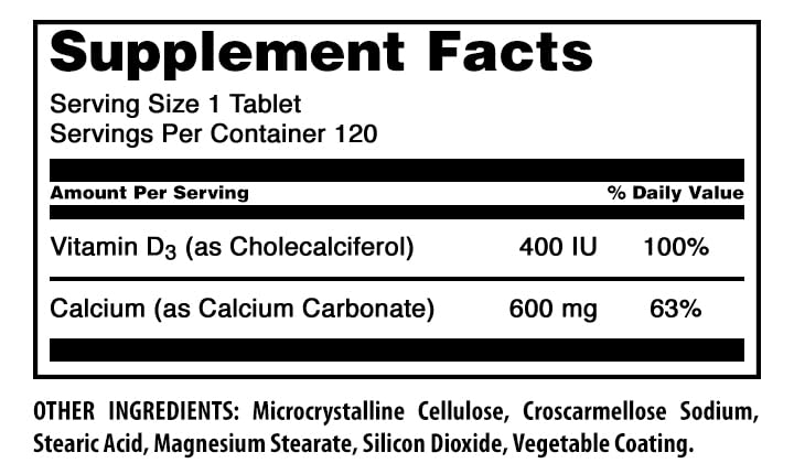 Amazing Formulas Calcium with Vitamin D3 Supplement | Tablets | Non-GMO | Gluten-Free | Made in USA (Pack of 1 | 120 Count) Unflavored | 120 Count | 1 Pack