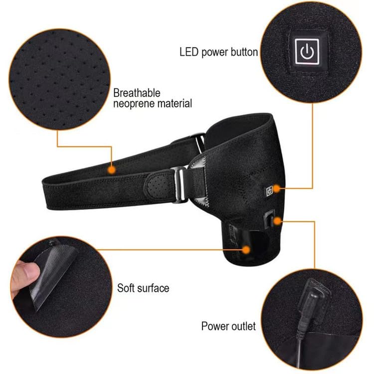 PENINSULA LOVE Shoulder Heating Pad USB Heated Shoulder Wrap with 3 Heat Settings Adjustable Electric Heated Braces for Men Women (Not Include Power Bank)
