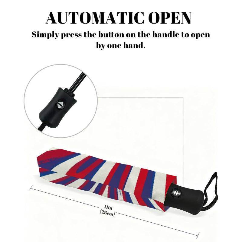 Auto Open Close Umbrellas for Rain and Sun,Folding Windproof Travel Umbrella American Red White Blue Stars Spiral Stripes for Women Men