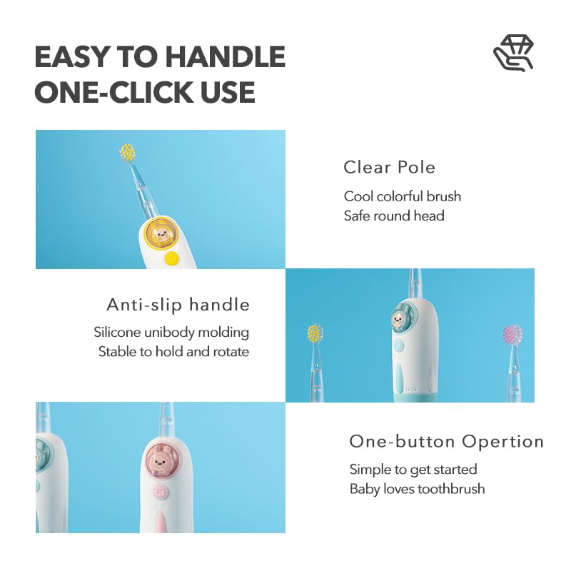 [Australia] - Kid's Electric Toothbrush with 7 Colored Lights & 2 Brush Heads - Fun Colorful Space Capsule with Cute Rabbit Astronaut. Enjoy Clean Teeth with Move-on Reminder (Lovely Pink) Lovely Pink 