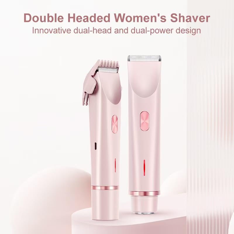 [Australia] - Bikini Shaver & Trimmer for Women - Dermave 2-in-1 Electric Shaver, IPX7 Waterproof Body Hair Remover & Bikini Line Razor, USB Rechargeable for Sensitive Skin (Legs, Underarms) 