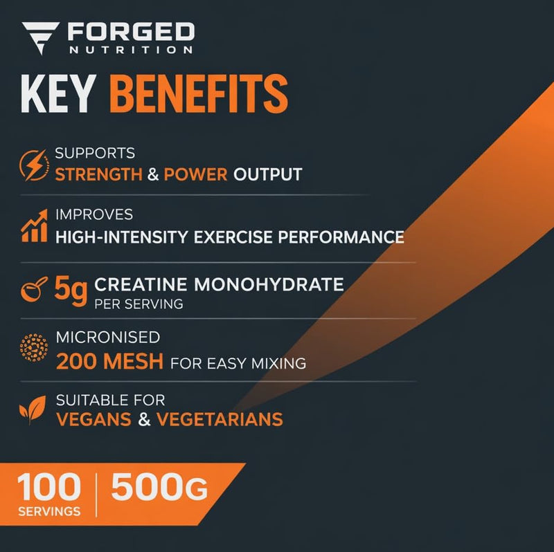 Creatine Monohydrate Powder 100 Servings (500g) – Pure Micronised Creatine Powder Supplement for Men & Women, Pre & Post Workout Strength, Muscle Growth & Recovery, Vegan, 200 mesh – Unflavoured