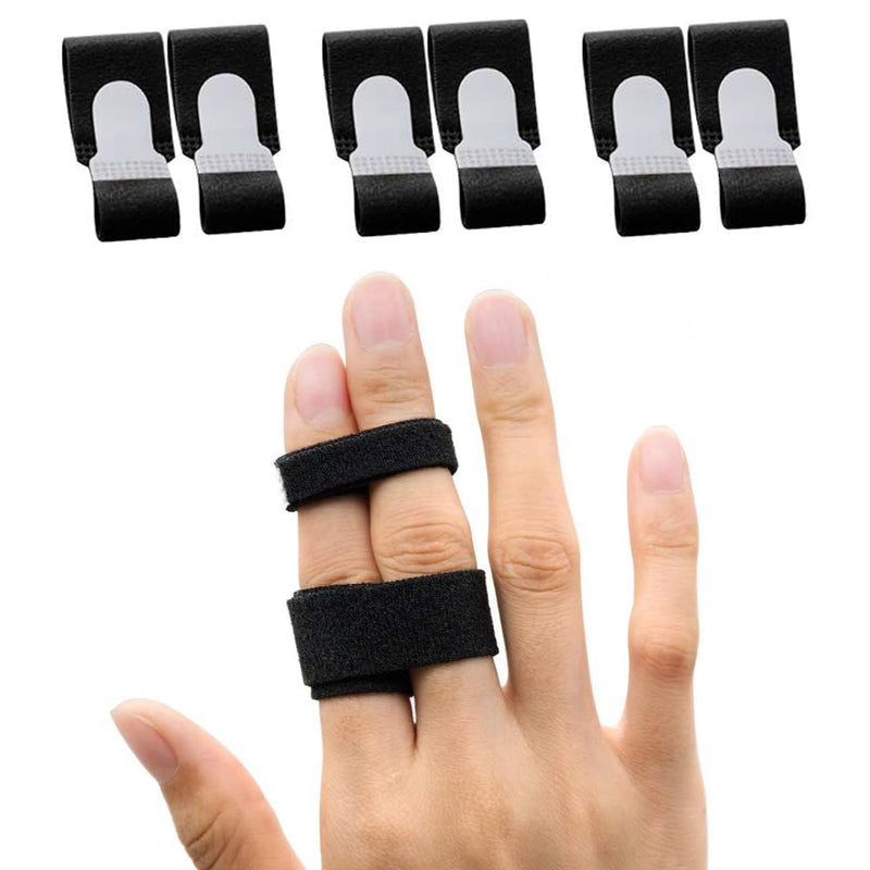 Sumifun Buddy Finger Wraps, Pack of 6 Finger Tapes for Broken, Sprained, Fractured Finger, Finger Straps for Jammed, Swollen, Dislocated Joint (Black) Black 6 Count (Pack of 1)