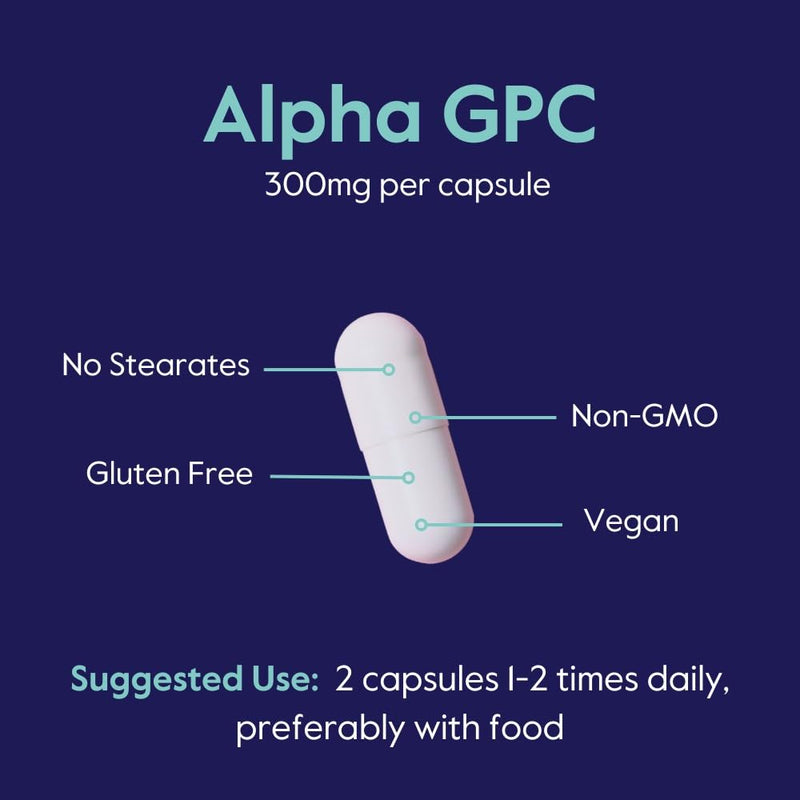 [Australia] - BESTVITE Alpha GPC Choline 600mg Per Serving (120 Veggie Capsules) - No Stearates - Vegan - Non GMO - Gluten Free 120 Count (Pack of 1) 
