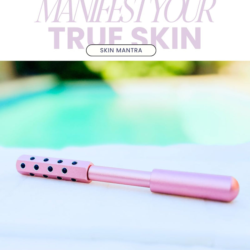 Skin Mantra Radiance Roll 24 Germanium Stone Roller for Holistic Skincare to Improved Circulation - Uplift Massaging Beauty with 24 Germanium Stones [Rose Gold]
