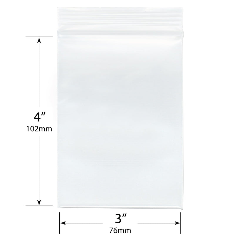 Plymor 3 x 4 inch, 4 Mil Zipper Reclosable Bags (Pack of 100) | Heavy-duty plastic for jewelry, beads, rings, earrings, pills, vitamins, spices, coins, screws & small parts 3" x 4" (100 Count)