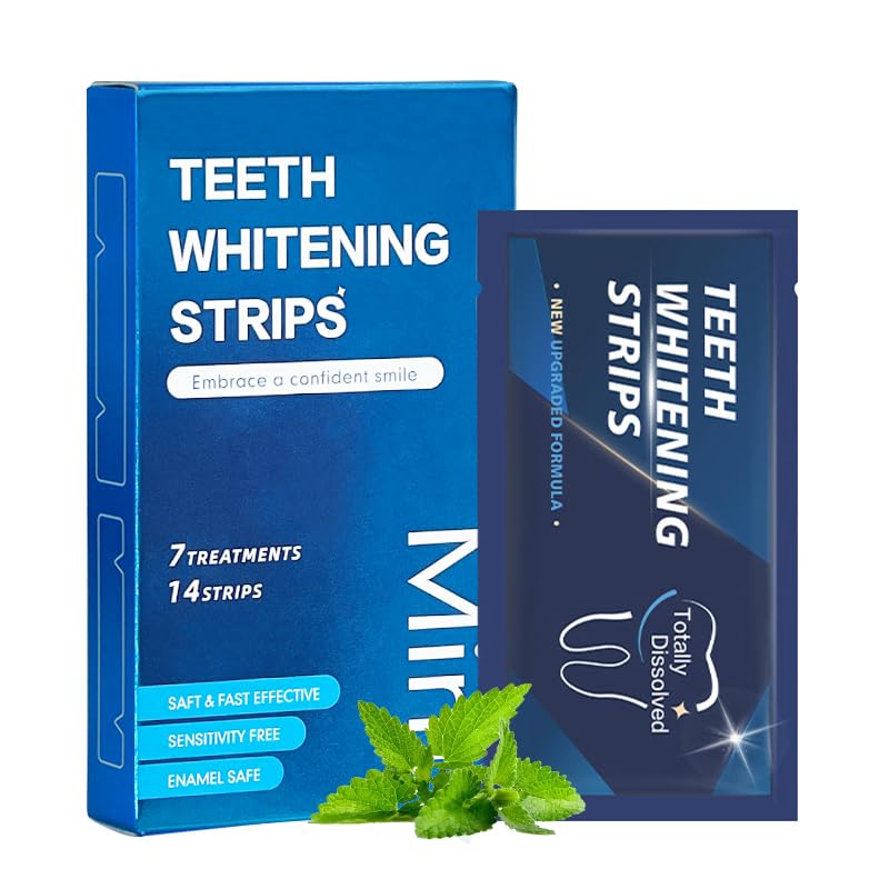 [Australia] - Teeth Whitening Strips -14 Strips 7-Day Treatment Mint Teeth Whitener Kit for Coffee, Wine, Tobacco, and Other Stains 14 Count (Pack of 1), Mint 14 Count (Pack of 1) 