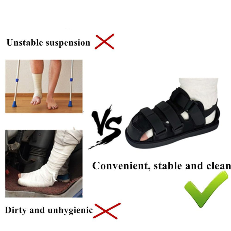 Post Op Shoe, Recovery Plaster Shoe with Waterproof Leg Cast Cover, Operation Foot Support for Injury, Fracture, Plantar Fasciitis and More, Unisex, Adjustable, Lightweight, Easy to Wear (L) Large