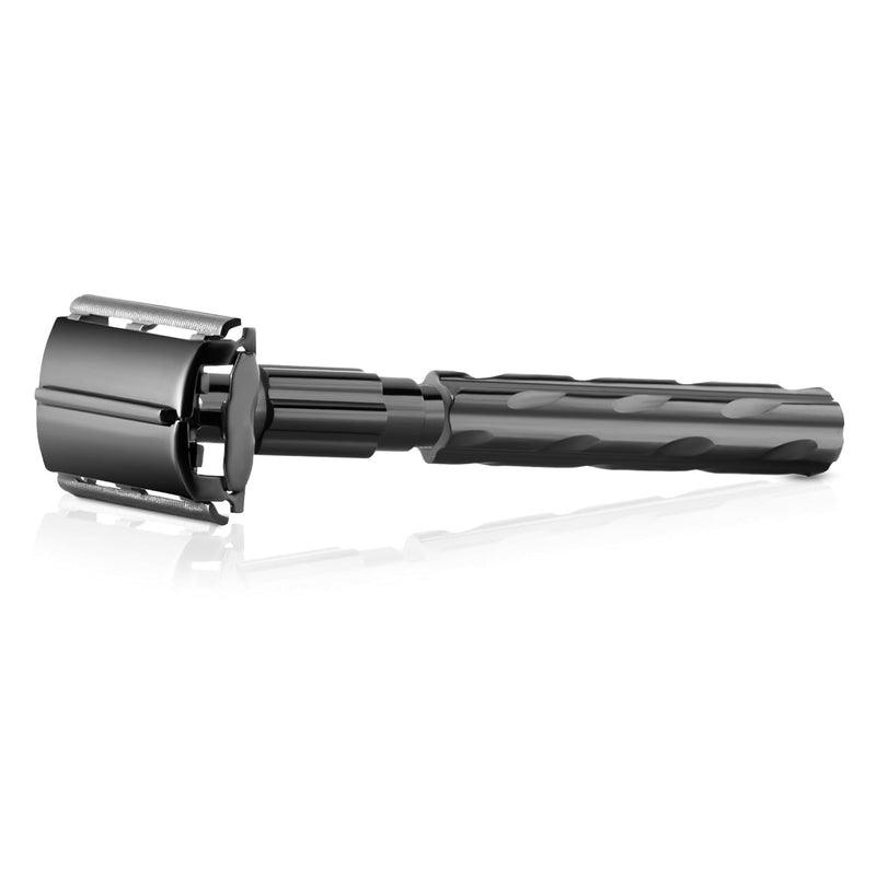 Parker 22R Long Handle Safety Razor – Gunmetal Twist-to-Open Butterfly Design, Heavyweight Brass Frame with Knurled Grip | Includes 5 Platinum Double Edge Blades | Iconic Brandd