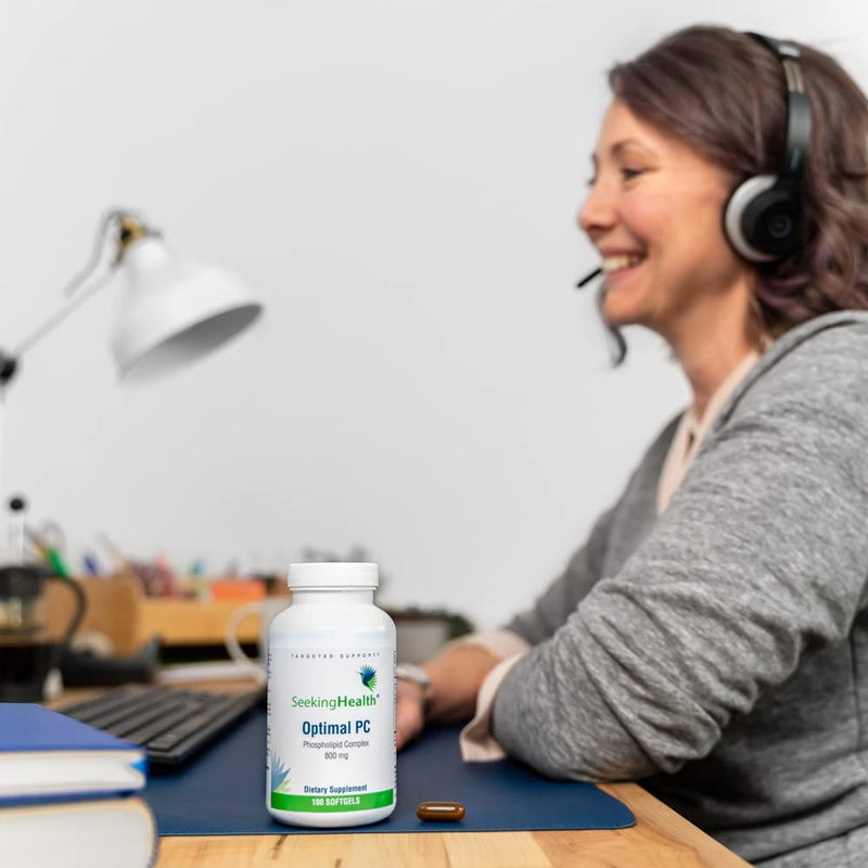 [Australia] - Seeking Health Optimal PC - Support Brain & Liver Health with Choline - Energy Support Supplement with Sunflower Lecithin - 800 mcg, 100 Softgels 