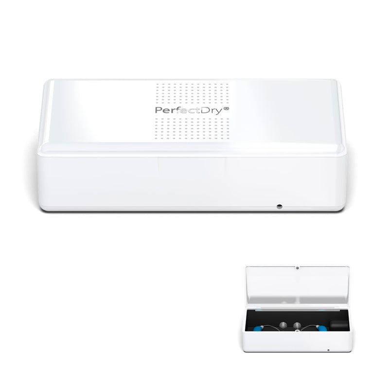Audinell PerfectDry Electronic Hearing Aid Drying Box - Spacious Size - Dehumidifier and Hearing Aid Dryer - Eliminates Sweat and Moisture - With Temperature Control
