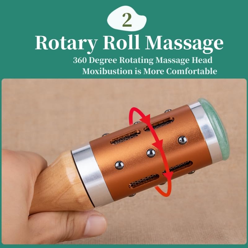 [Australia] - Moxibustion Pot Ceramic Moxa Sticks Burner Holder Portable Scraping Cup Pure Moxa 54 Rolls Heat Therapy Set Health Care Tool 玉石 