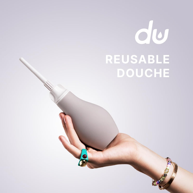 [Australia] - Du Silicone Anal Enema Kit for Colon Cleansing Anal Douche for Women & Men Soft Enema Bulb with Replaceable Flexible Tips - 6oz Stone 