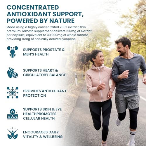 Lycopene 15mg | High Strength 200:1 Tomato Extract, Standardised to 10% | 180 Vegan Capsules | Antioxidant Support | GMP & 3rd Party Lab Tested