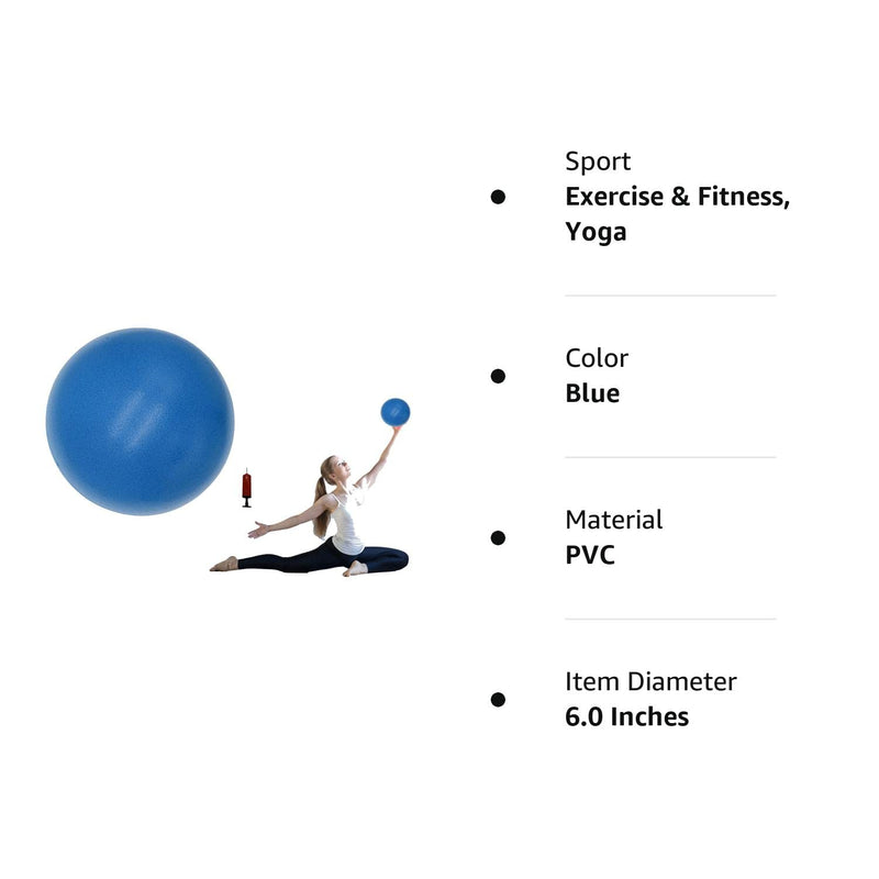 [Australia] - Small Exercise Ball for Between Knees, 6 inch Pilates Ball with Pump, Mini Yoga Core Ball Physical Therapy blue 