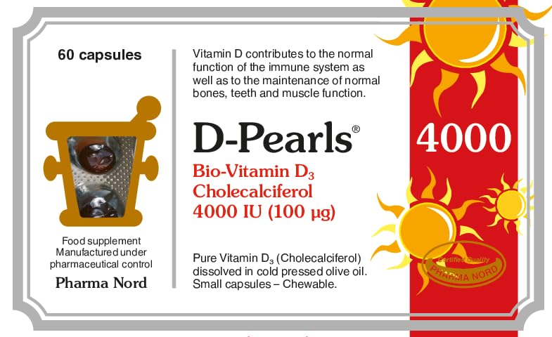 D-Pearls Vitamin D3 4000 IU | Easy-to-Swallow | Chosen for Major Immune Study | Active Vitamin D Supplement in Cold-Pressed Olive Oil for Immune Support, Teeth, Muscle and Bone Health 60 Capsules