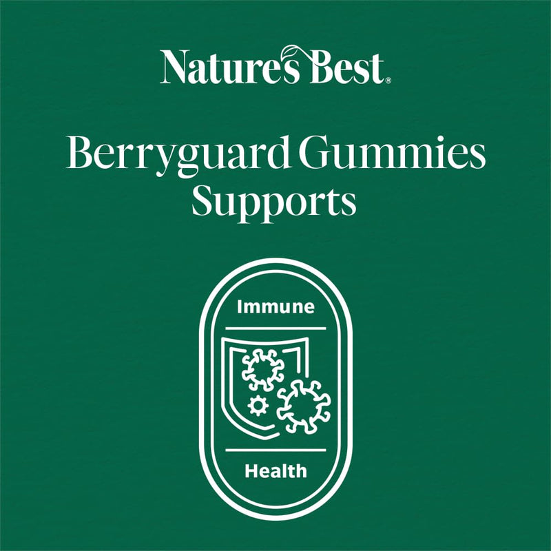 Nature’s Best Berryguard Immunity Gummies - with Vitamin C & Zinc for Immune System Support - UK Made - Strawberry & Cherry, 60 Gummies (60 Day Supply) 60 count (Pack of 1)