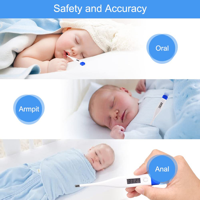 [Australia] - Berrcom Digital Thermometer for Adults, Kids, and Babies, Oral Rectal Underarm Medical Thermometer with Fever Alarm and C/F Switchable DT-007 