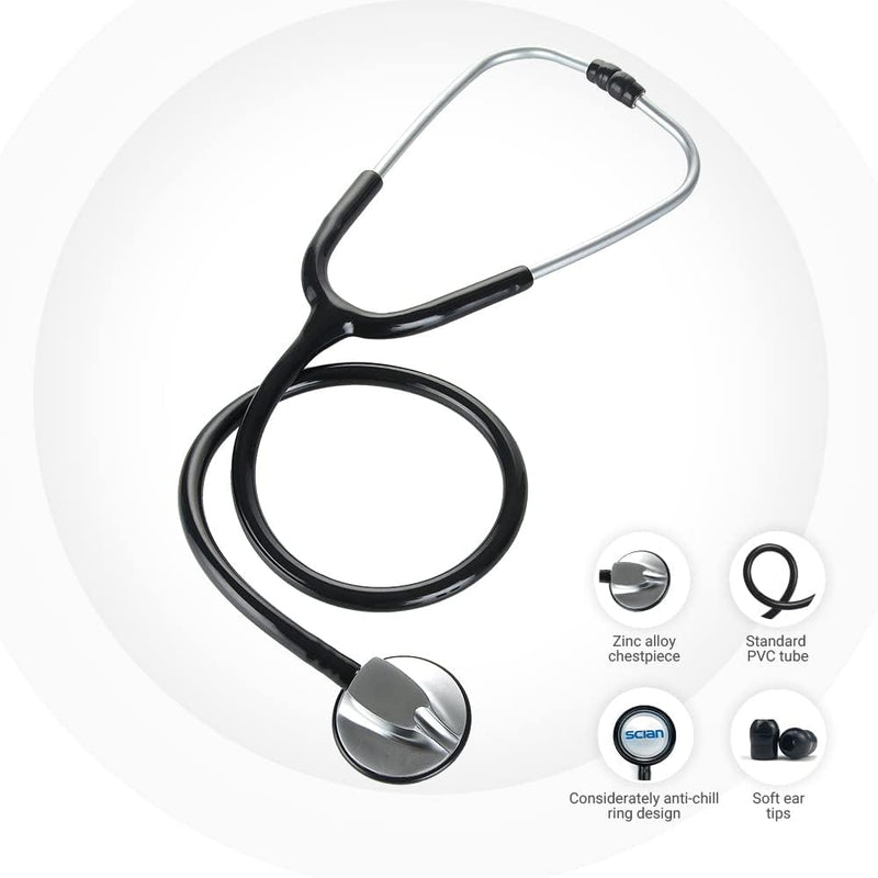 [Australia] - SCIAN Stethoscope for Nurse - Deluxe Single Head Stethoscope for Medical and Clinical Use, Perfect Work for Nurse Doctor Pediatric Infant (Black) 