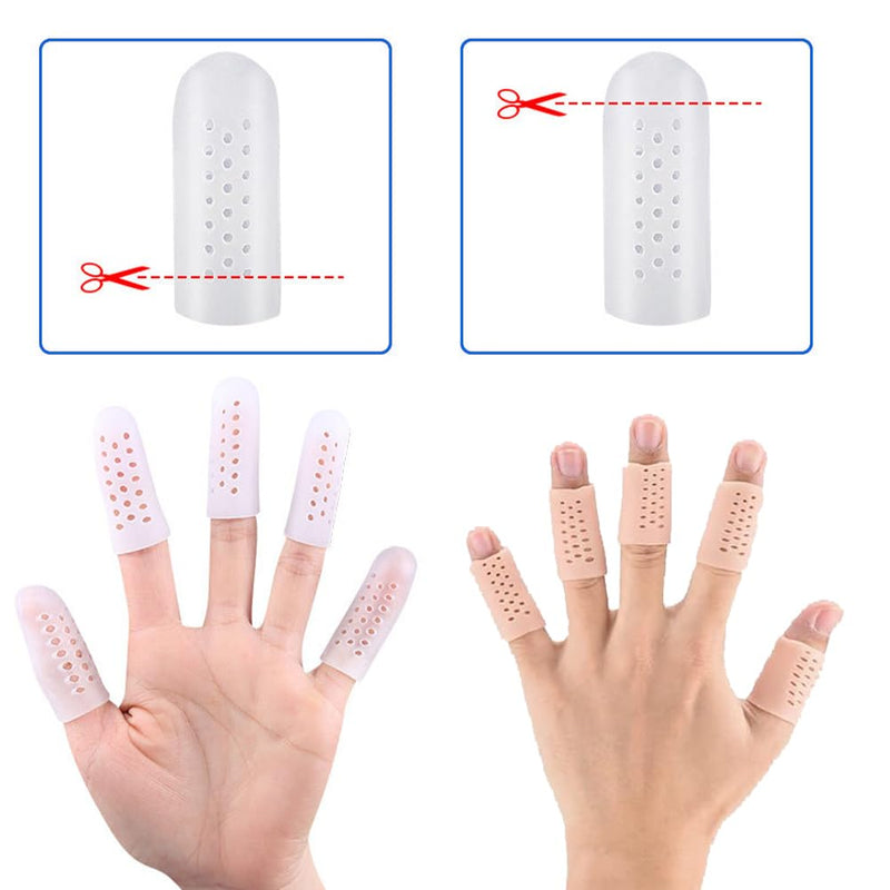 [Australia] - Finger protection silicone, pack of 12 gel finger cots, breathable fingertip protection, finger protection, finger sleeves, thumb protection, silicone finger protection, finger protection support, finger cots thumb protection 3 pairs beige + 3 pairs white 