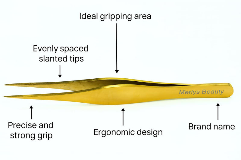 Professional Eyebrow Grooming Kit, 2-Piece Set with Tweezers and Scissors, Gold color