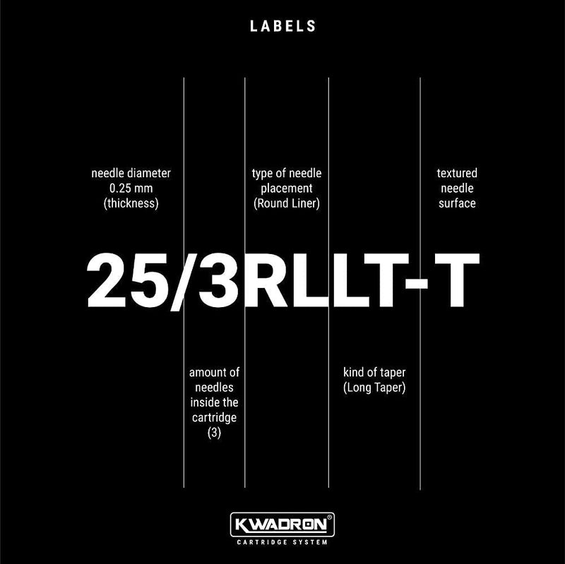 [Australia] - Kwadron Cartridge Tattoo Needles Cartridges, Box of 20, Tight Liners Long Taper - 3 Tight Liner Long Taper - 30/3RLLT 