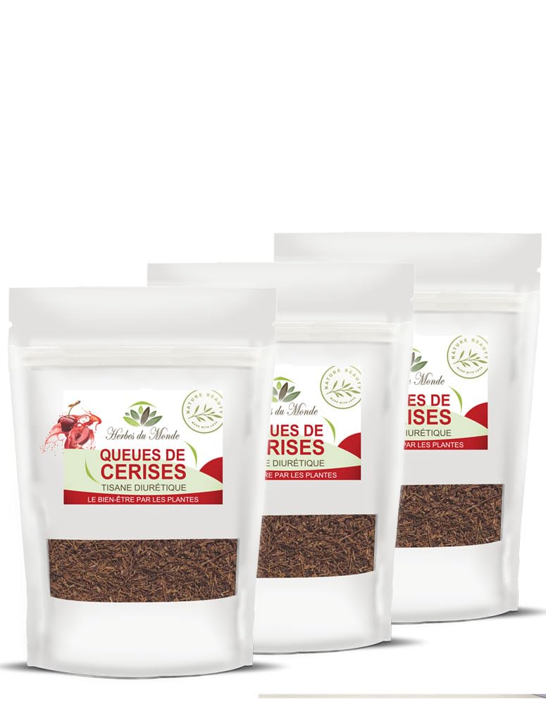 [Australia] - Herbes du Monde – Sliced cherry stems – Your ally in losing weight – Diuretic and slimming herbal tea – 3 sachets of 100 g each Unflavoured 