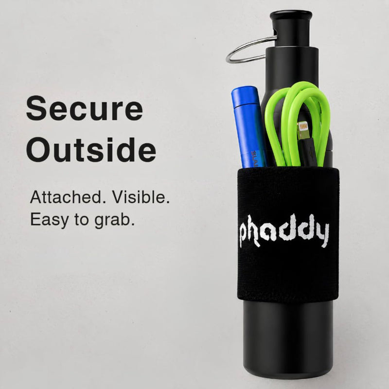 phaddy™ Keychain Container + Compression Band — Store Inside, Secure Outside | Holds Cash, Vitamins & Small Essentials (Silver, King Size) Silver