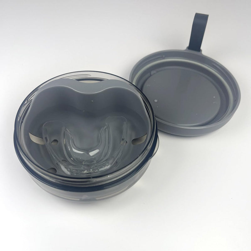 [Australia] - Denture Case, Portable Denture Bath Case, No-Leak Denture Bath Box with Strainer & Mirror (Grey) Grey 