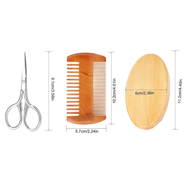 [Australia] - Beard care set, wild boar bristles, beard brush, beard comb, beard scissors, beard care gift set, men's gift 