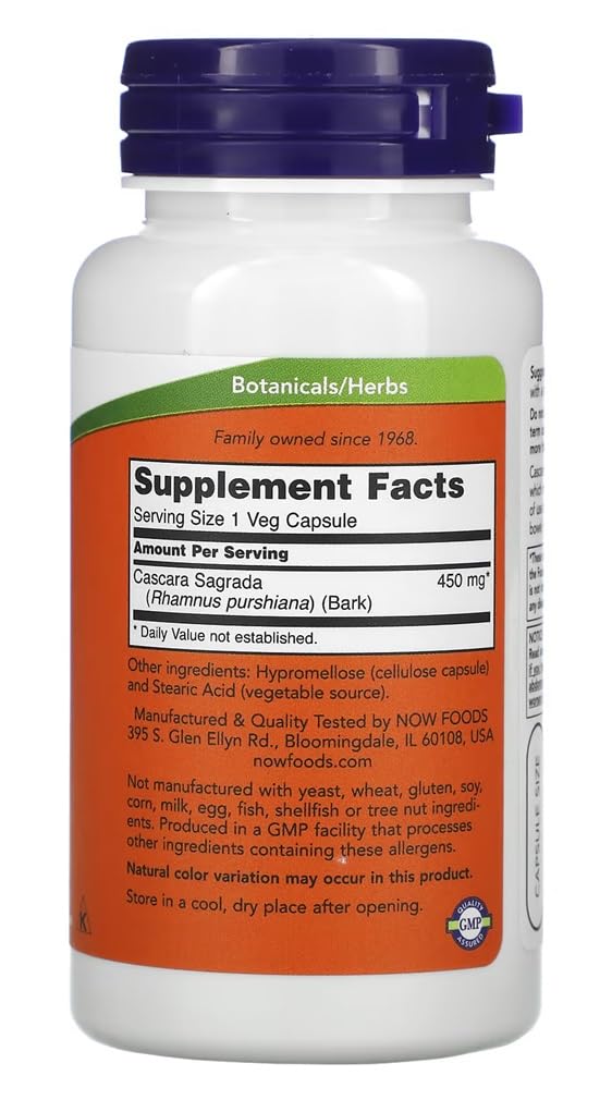 [Australia] - Now Foods - Cascara Sagrada | Natural support for healthy digestion - 450mg - 100 capsules 